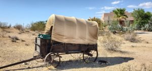 steel wheeled covered wagon